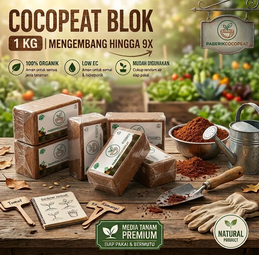Cocopeat block 1kg Pabrik Cocopeat